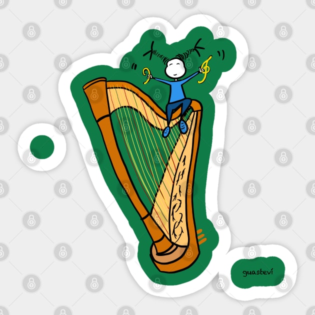 Harpist Sticker by Guastevi